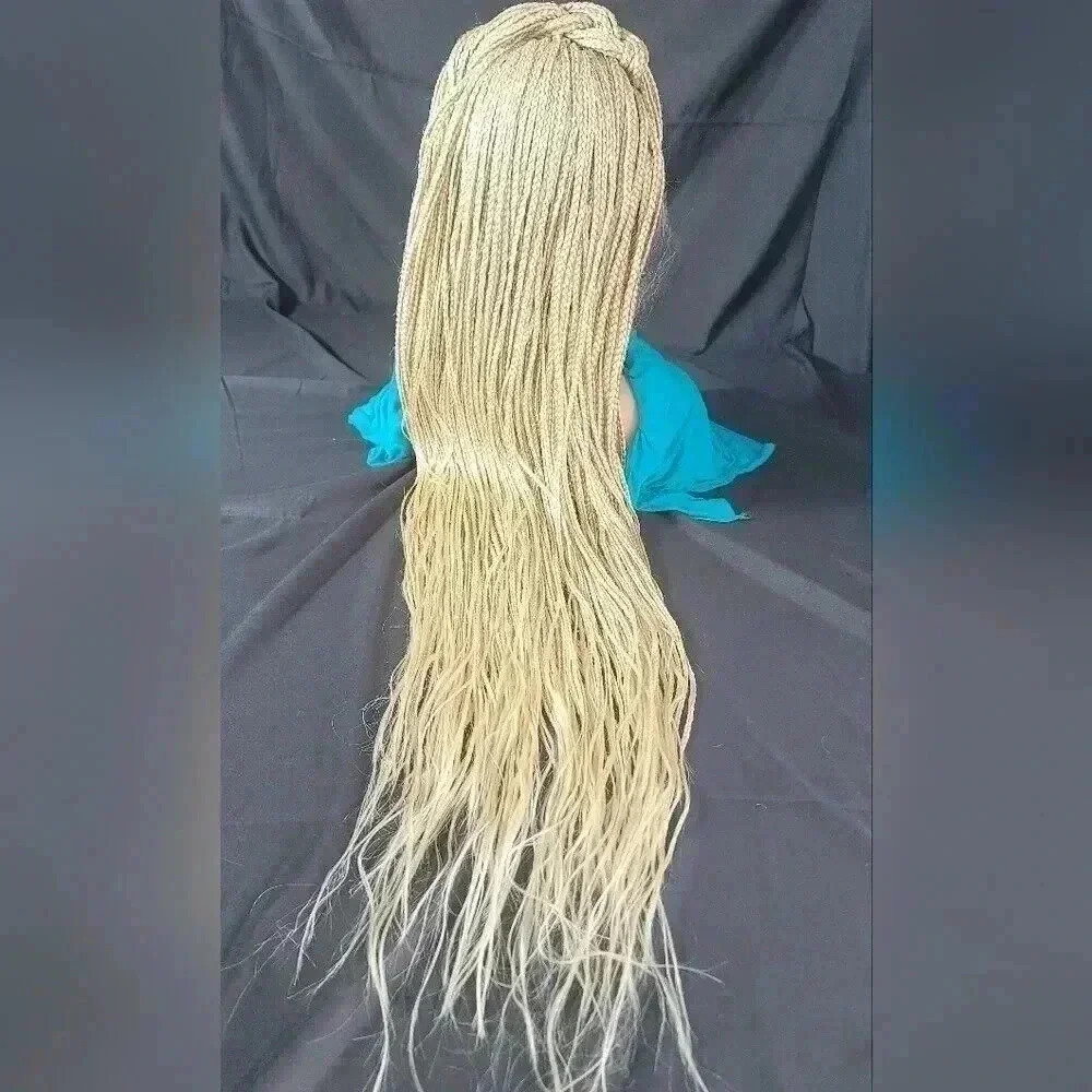Blond Braided wigs 100% handmade, stunning , very long, feeding cornrows, NWT - Picture 3 of 15
